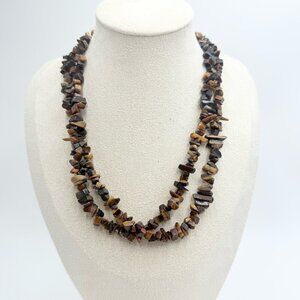 Natural Tiger Eye Chips gemstone Strand Necklace